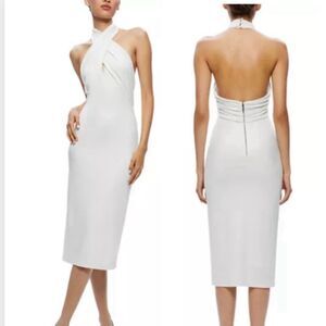 Alice + Olivia Women's White Suellen Halterneck Wool Dress size 8 NWT $495